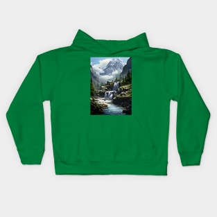 Mountain River Landscape Nature Photography Kids Hoodie